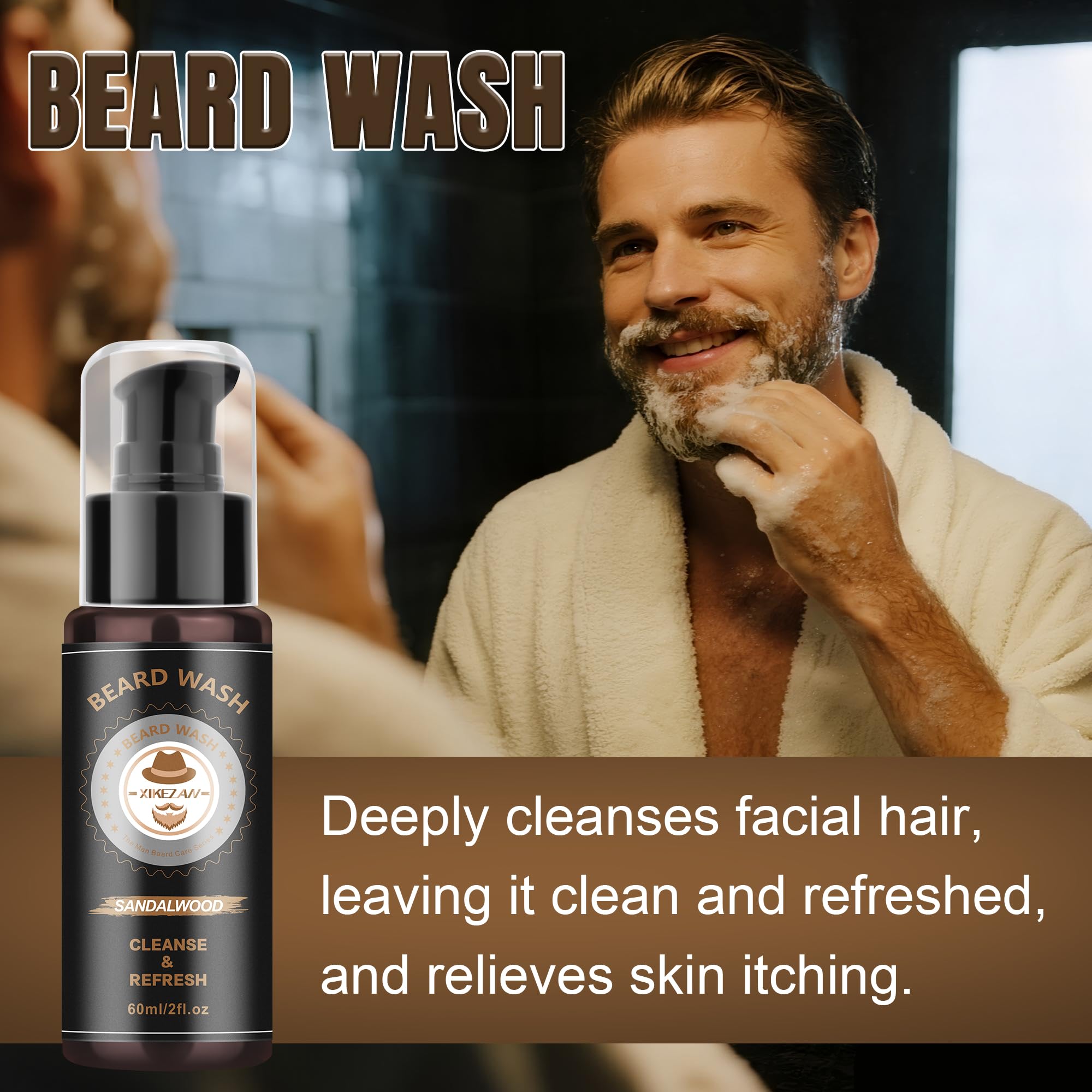 XIKEZAN Beard Kit for Men Grooming & Care w/Sandalwood-Soften,Soothe Beard