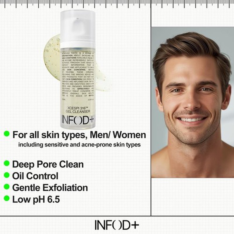 INFODPLUS XCESPI316 Gel Cleanser – Exosome & Walnut Powder Foaming Face Wash for Deep Pore Cleansing, Oil Control & Blackhead Care | Korean Cleanser for Men & Women, 100ml