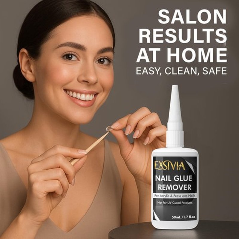Nail Glue Remover for Press On & Glue On Nails (50mL) Non-Acetone Gentle Low Odor Debonder Serum, Exsivia False Nail Remover for Fake Tips, Fast Removal