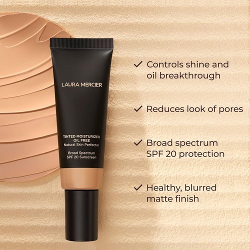 Laura Mercier Tinted Moisturizer - Oil-Free Skin Perfector with SPF 20 | All-Day Shine Control, Sheer Coverage