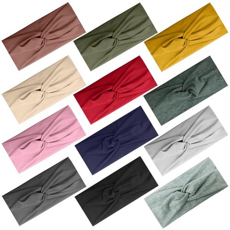 IMYORT 12 Pcs Wide Stretchy Headbands For Women Twist Knotted Headband Set Head Bands For Women’s Hair Band Soft Workout Yoga Accessories