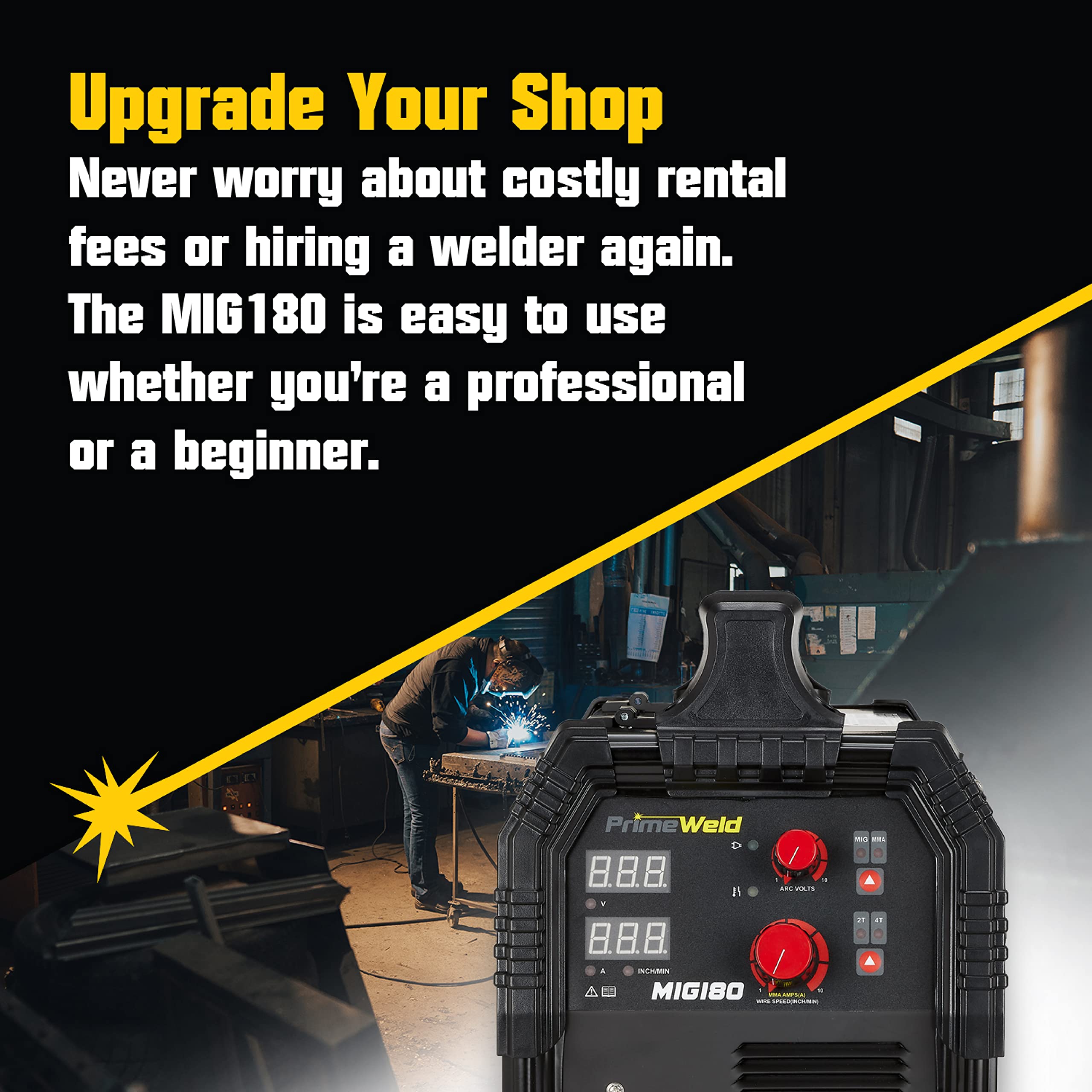 PrimeWeld MIG180 Mig Welder, 180 Amp Wire Feed Welding Machine with Dual Voltage 220v, 110v