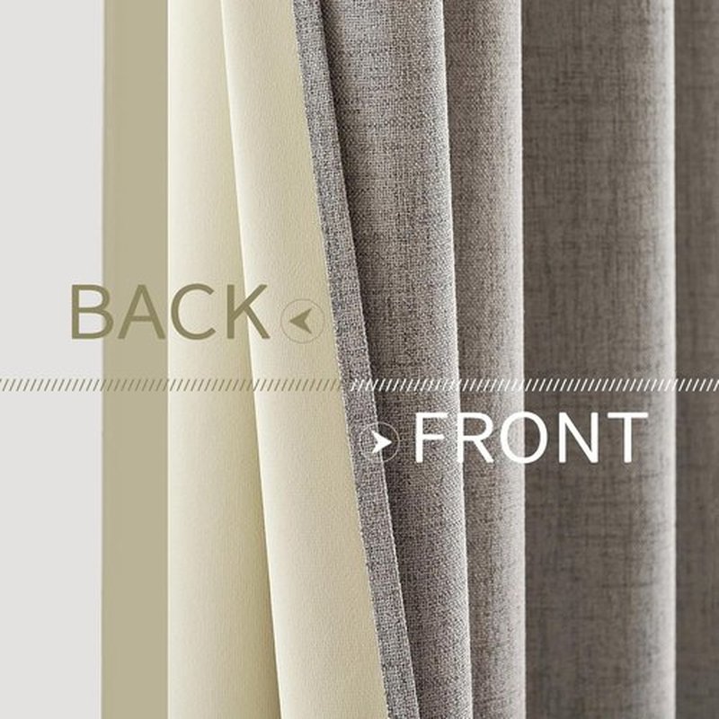 MIULEE Blackout Linen Textured Curtains - Thermal Insulated Room Darkening Drapes | Warm Taupe, 42 x 90 Inch (2 Panels)