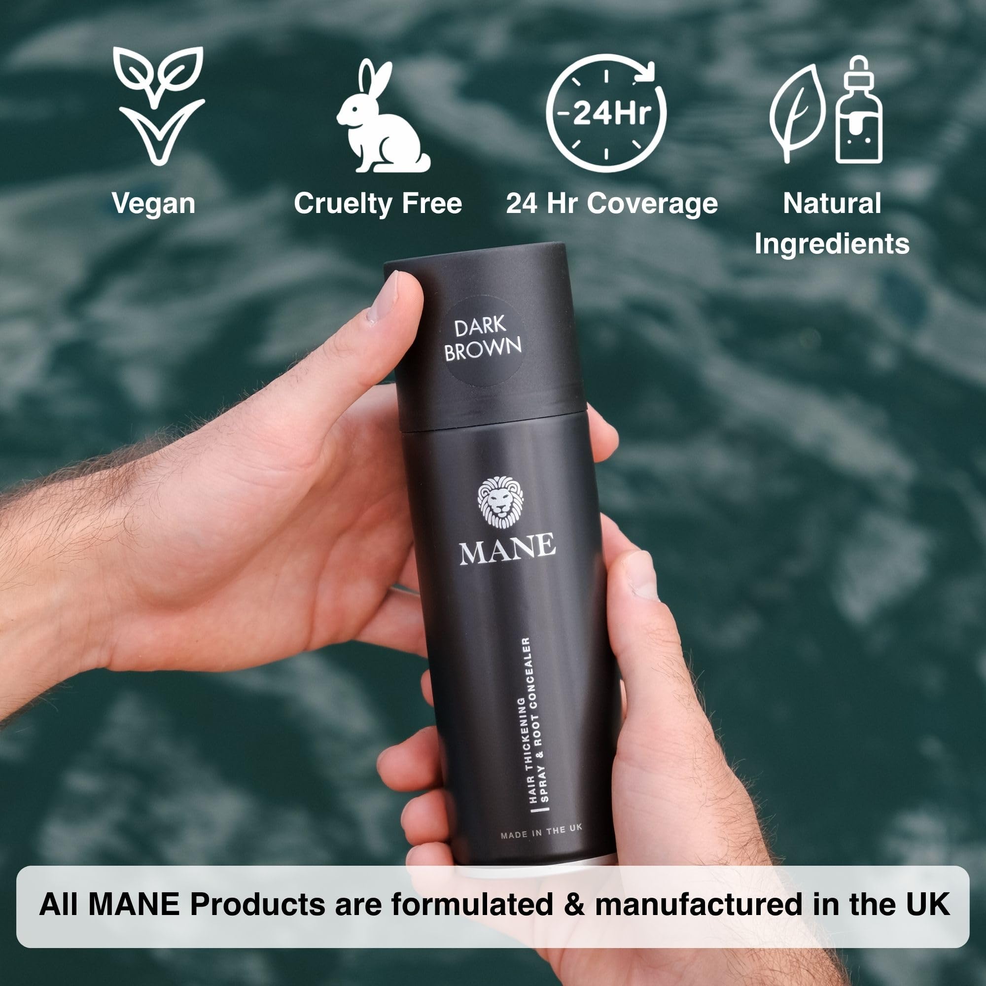 Mane Micro-Mineral Hair Thickening Spray & Root Touch Up Spray, Instant Volume & Root Cover Up for Thinning or Fine Hair, Buildable Coverage for Men & Women, Travel Size, Medium Brown, 100 ml