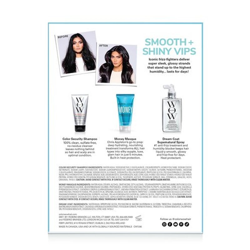 Color Wow Smooth + Shiny VIPs Kit - Achieve Sleek, Glossy Hair with Essential Styling Products