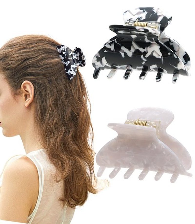 2 Pcs Small Medium Hair Claw Clips for Women Tortoise Shell Claw Hair Clips for Thin Fine Medium Thick Hair