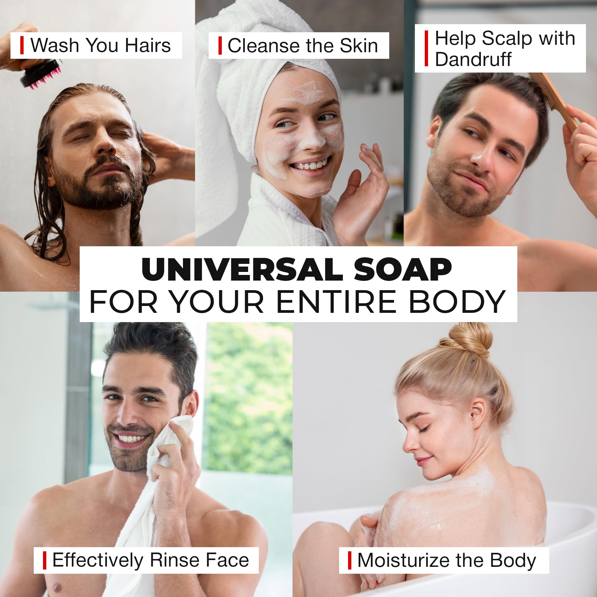 Bossman Men's 4-in-1 Bar Soap for Men + White Soap Dish Bundle – 4 oz Bar with Eucalyptus & Tea Tree Scent + Ceramic Base with Bamboo Tray
