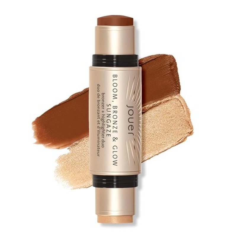 Jouer Bloom Bronze & Glow Bronzer + Highlighter Stick | Hydrating Cream Contour with Rose Hip Oil, Sungaze
