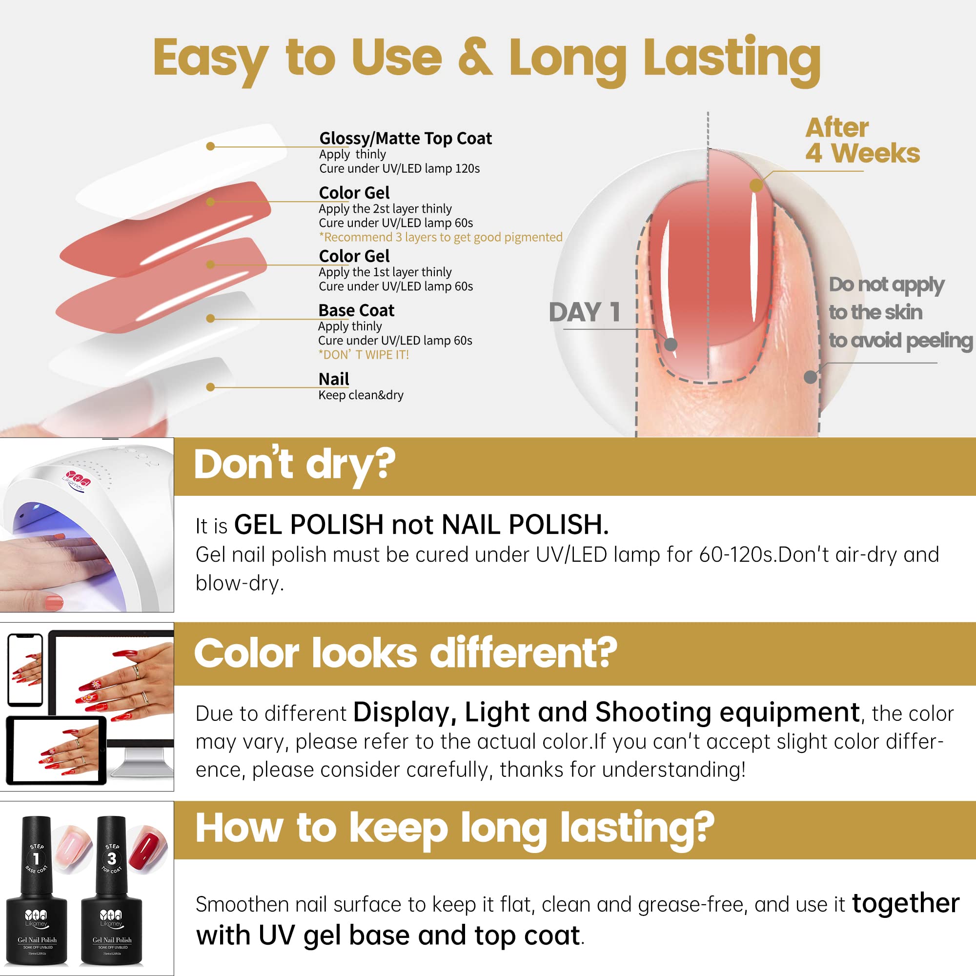 YTD Likomey Nude Gel Nail Polish Set,Fall Winter 8 Colors Translucent Neutral Jelly Sheer Rose Pink Brown Maroon Skin Tone Dark Cherry Red Manicure UV Color Nail Color Varnish Kit,7.5 ml