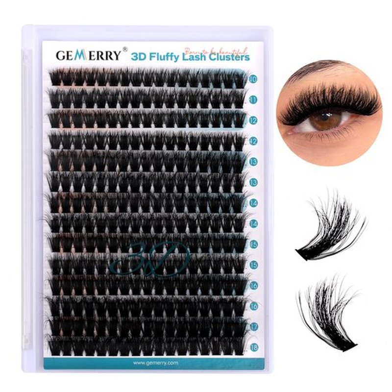 GEMERRY Lash Clusters Fluffy Eyelash Clusters Extensions 3D Effect Cluster Lashes 10-18mm Multilayered Eyelash Clusters Reusable Wispy Individual Lashes(3D-80P-0-18mm)