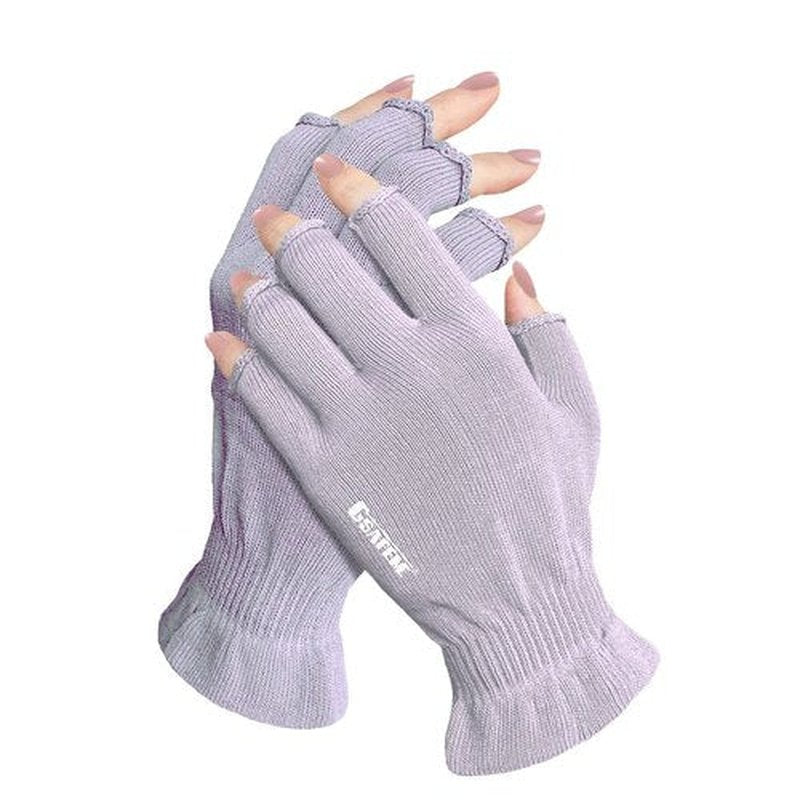 GSAFEME Cotton Gloves for Dry Hands - Fingerless Touchscreen Moisturizing Gloves for Sleeping - Cotton Eczema Gloves for Men and Women, Purple L/XL 1 Pair