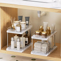 Delamu 2-Tier Bathroom Under Sink Organizers and Storage, Pull Out Cabinet Drawers with Anti-Slip Design, Multi-Purpose Storage for Kitchen, Pantry, Bathroom & Home Organization, White, 2 Pack
