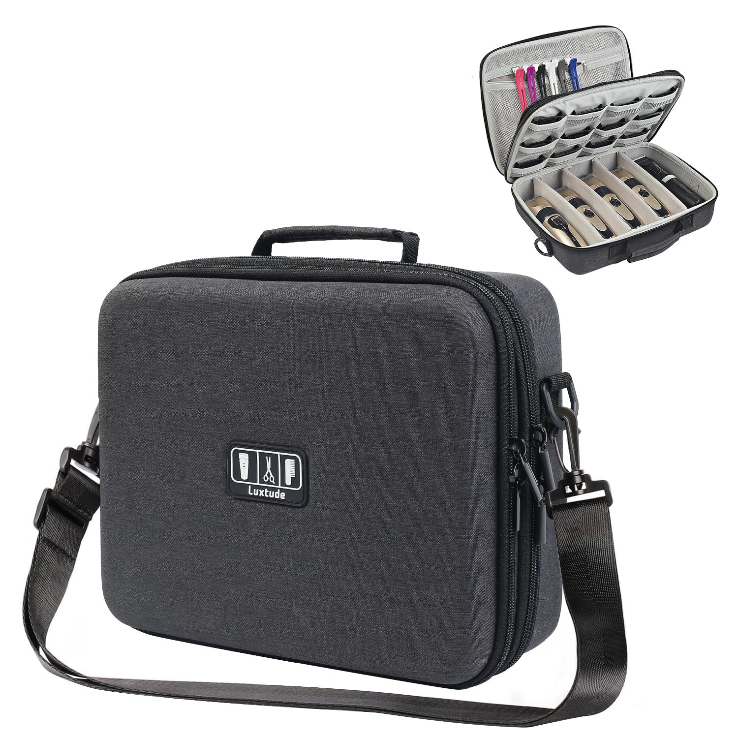 Luxtude Large Barber Case, Barber Bags for Clippers and Supplies, Large Hair Clipper Case for Travel, Clipper and Trimmer Cases, Barbers Accessories for Wahl 5Star/Hatteker/Oneisal/Andis Grooming