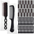 SiliFine 96 Pcs Bulk Hair Brush Combs for Homeless Individually Wrapped Hair Brush and Comb Set for Women Hotel Nursing Charity Travel(Black)