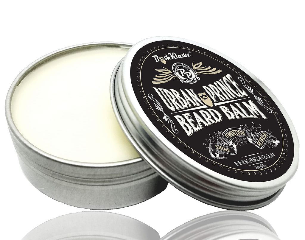 BushKlawz Urban Prince Beard Balm Leave in Conditioner Beard Butter Moisturizer Premium Refreshing Scent 2 oz - Best Leave in Conditioner Scented Beard Balm Gift Bearded Men