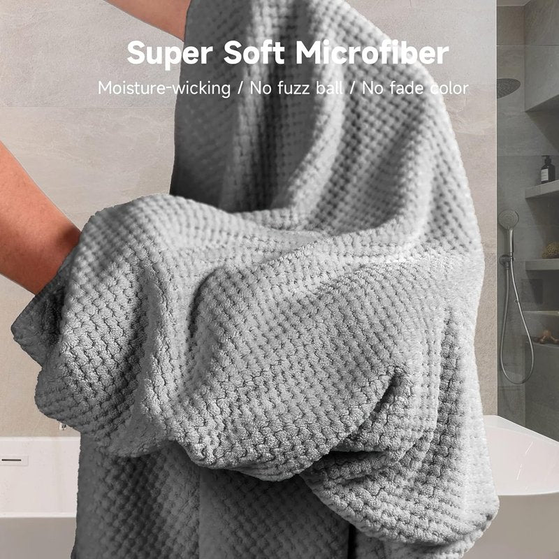Umisleep Extra Large Microfiber Hair Towel - Super Soft Quick Dry Wrap for Long, Curly Hair | Grey