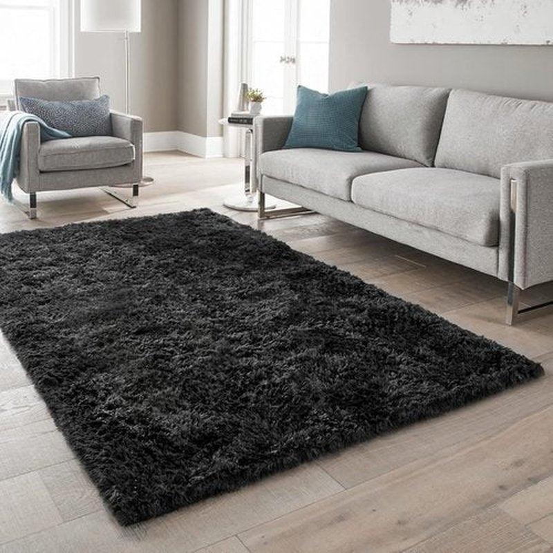 Ophanie Black Area Rug - Fluffy Shaggy Soft Carpet for Living Room & Bedroom | 5x8 Size