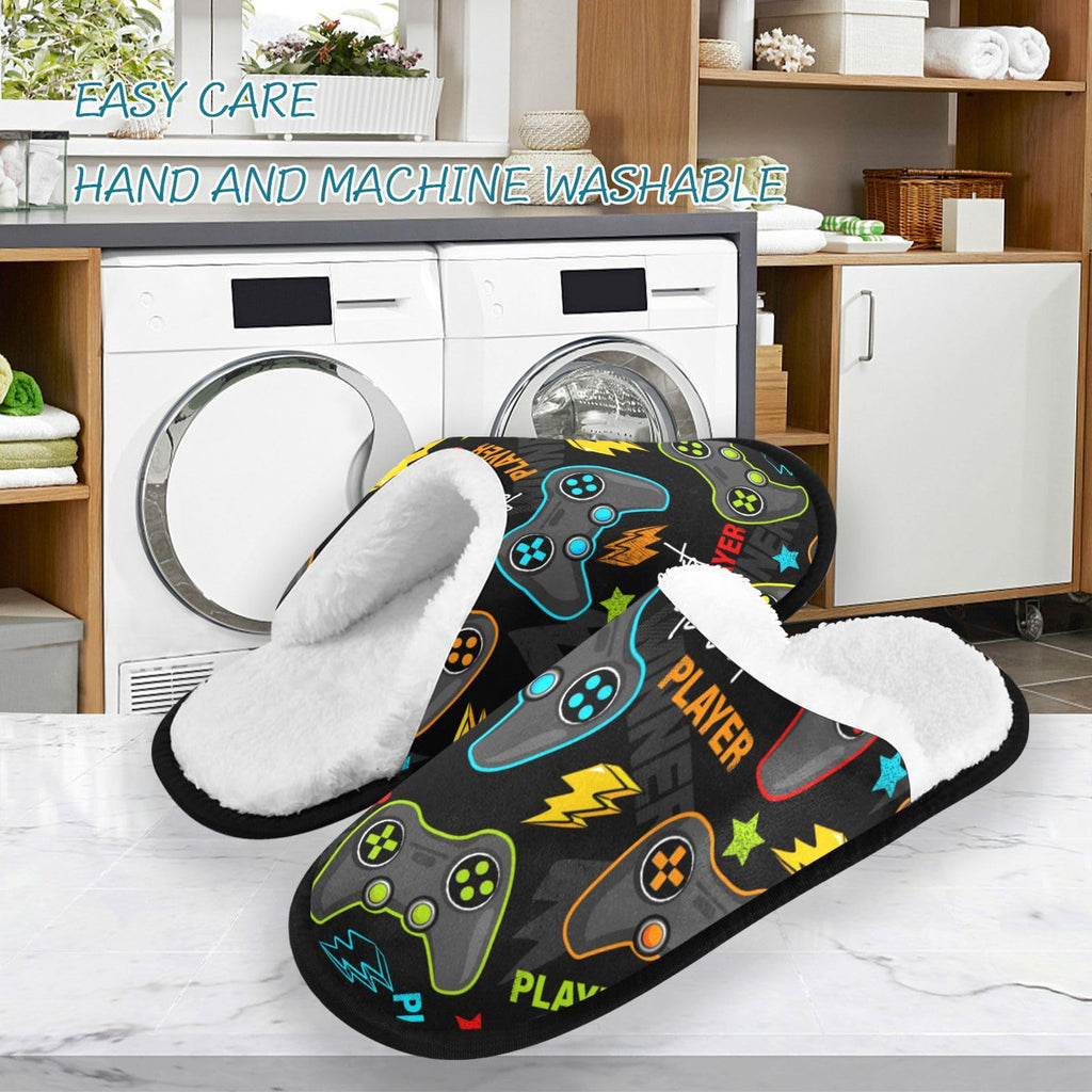 Umidedor Colorful Video Game Mens Slippers Soft Non-Slip Indoor House Slippers Home Shoes for Bedroom Hotel Travel Spa