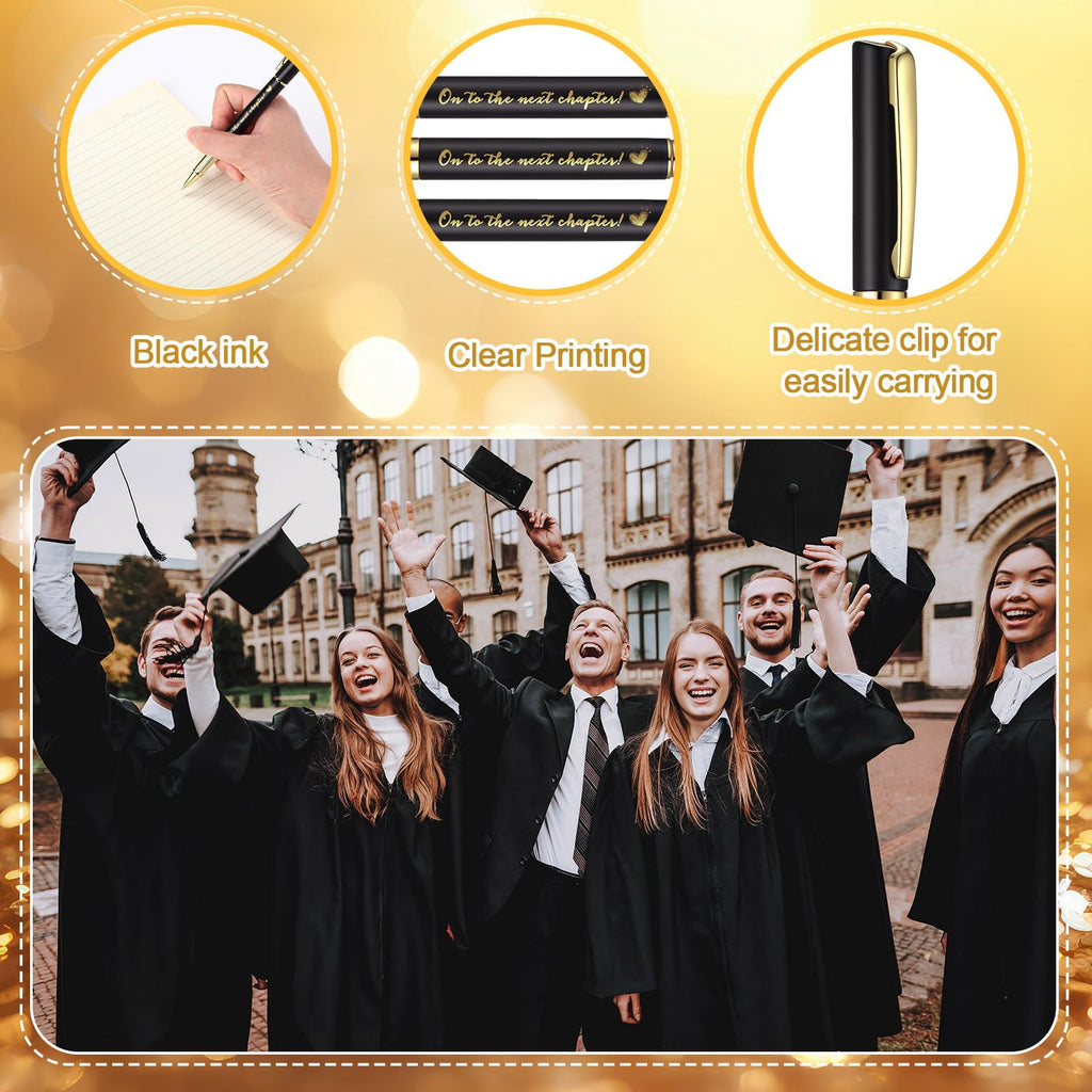 Sayglossy 90 Pcs Graduation Pen Gift Bulk Class of 2026 Party Favors 30 Ballpoint Pens 30 Inspirational Cards with 30 OPP Bags End of Year Gifts for College High School Students Graduation(Black)