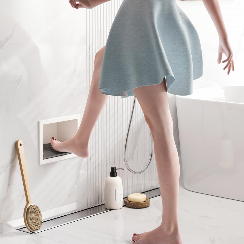 Qeke Shower Foot Rest for Shaving Legs, Matte White, 5.9"X 4.8"