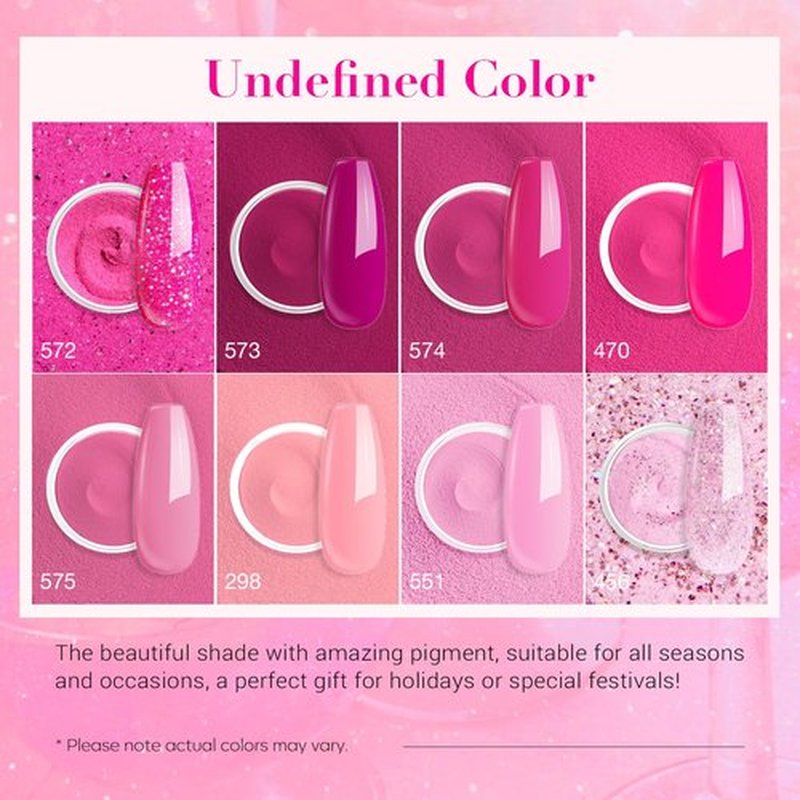 AZUREBEAUTY Dip Powder Nail Starter Kit with Matte Coat, 8 Hot Pink Glitter Neon Summer Color, Dipping Powder Liquid Set with Base/Top Coat/ Activator/10 Nail Sticks Salon at Home Valentine's Day Gift