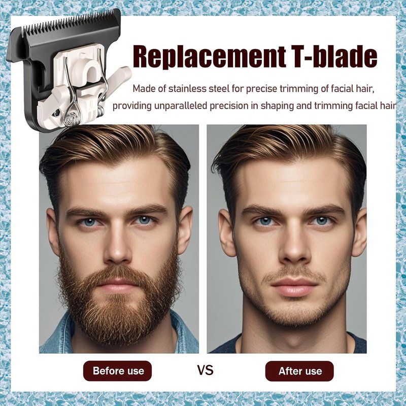 Wahl 40mm Replacement Detachable T Blade - Stainless Steel for All-in-One Lithium Ion Trimmers | Black 3 Pack