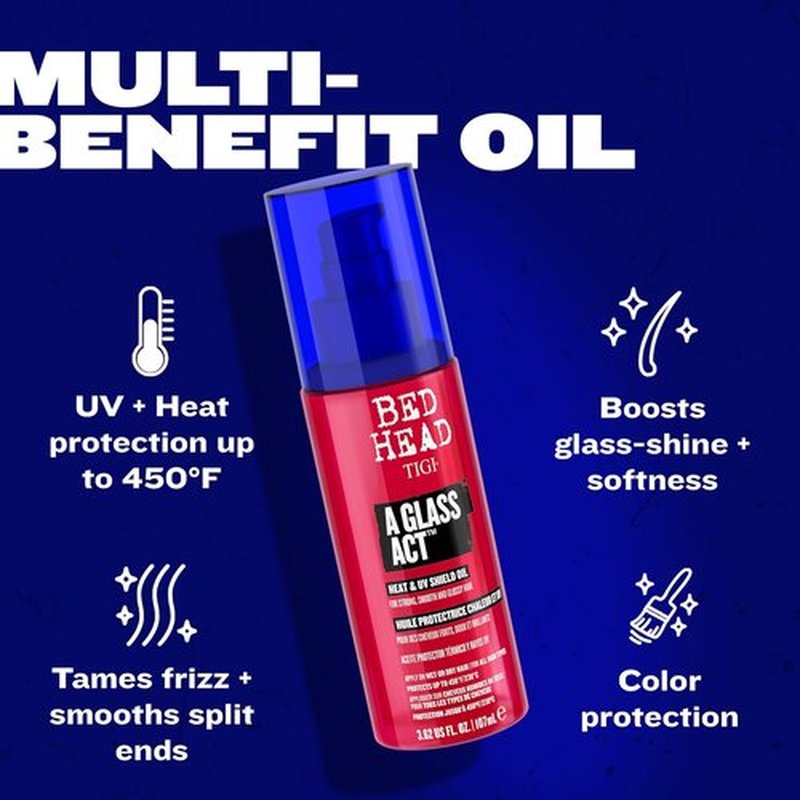 Bed Head by TIGI Heat Protectant Oil - Multi-Tasking UV & Color Defense, Anti-Frizz, 3.62 fl oz