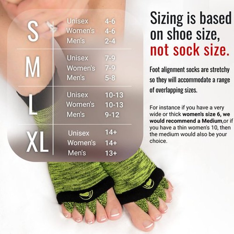 My Happy Feet Foot Alignment Socks with Toe Separators for Men or Women | Green and Black