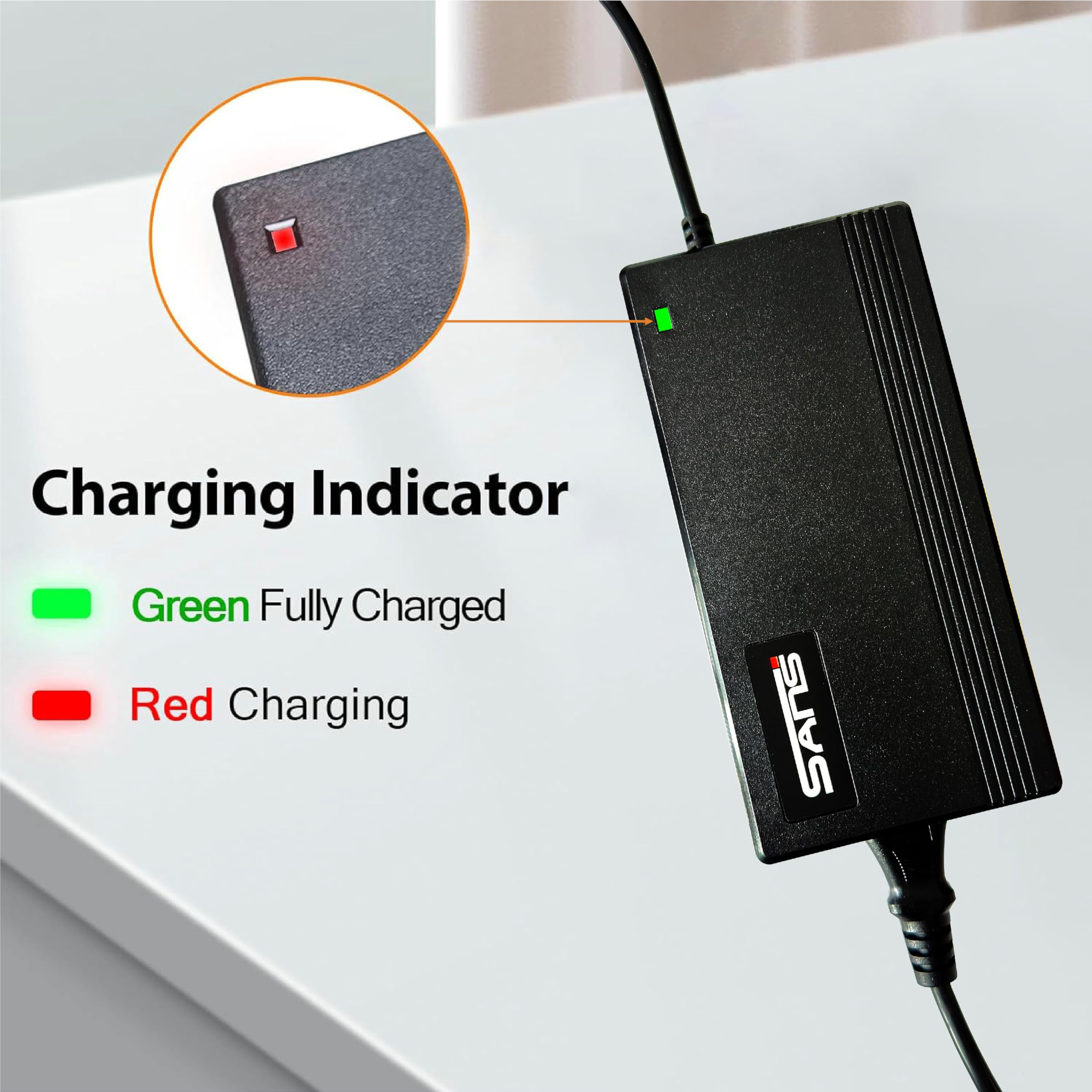 Syvrac 48-54.6V 2A Electric Bike Charger for 48V Lithium Battery Input Voltage AC120V(DC2.1MM Jack Connector)