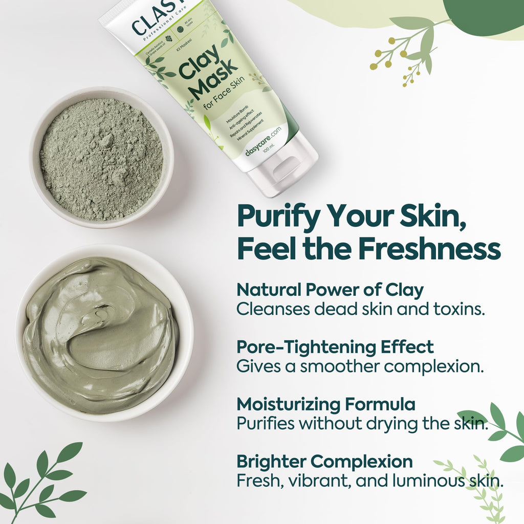 Clasy Care Clay Mask for Face – Pore Firming & Deep Cleansing Face Mask | Anti-Blackhead | Oil Balancing | Moisturising & Natural Ingredients, 100 ml