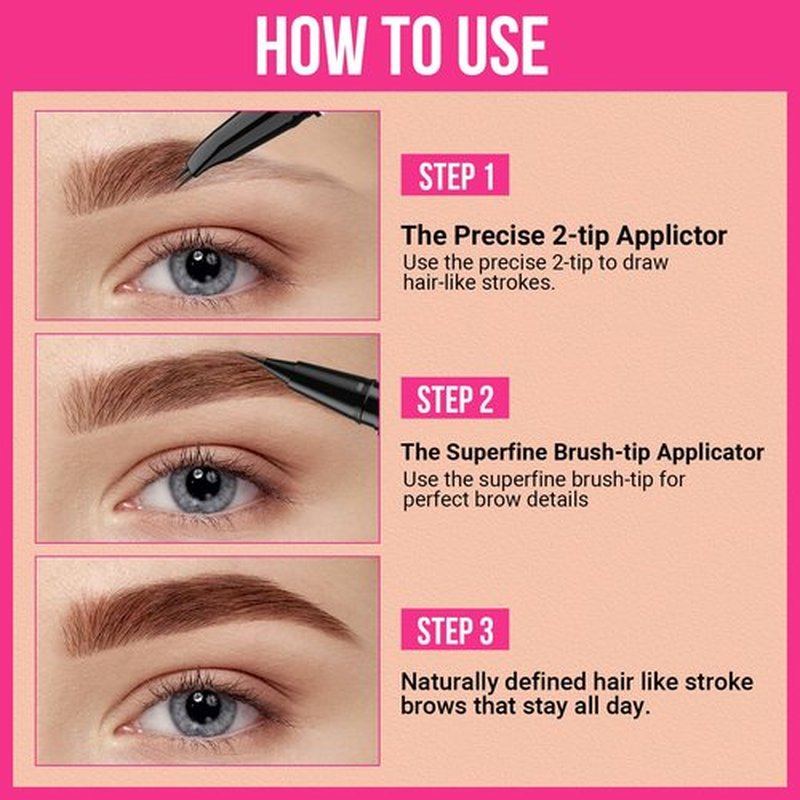 iMethod Curved Eyebrow Pen - 2-in-1 Dual-Ended Eyebrow Pencil with Curved Tip and Precise Brush-Tip, Microblading Pen for Natural Brows, Dark Brown
