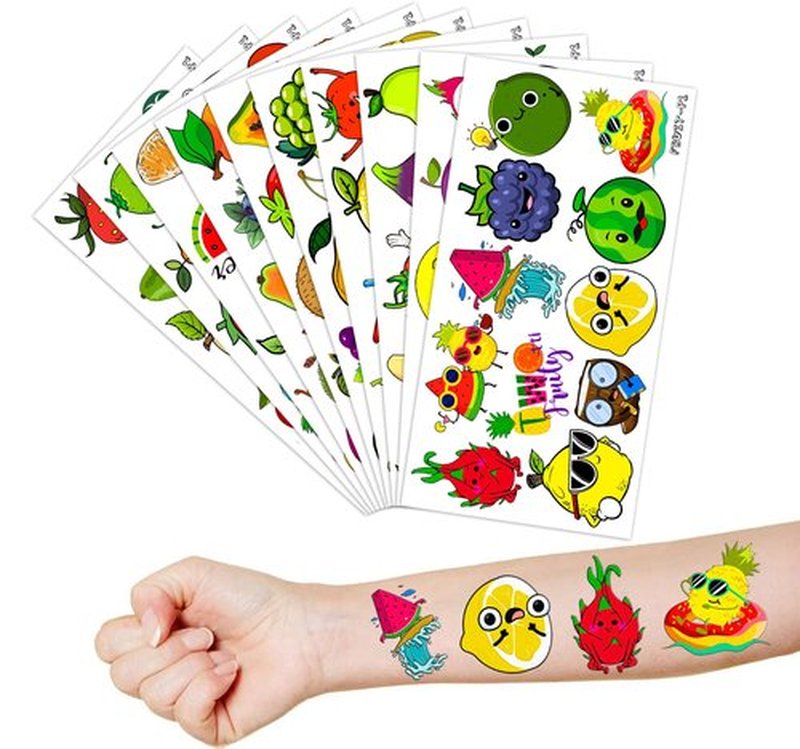 100 PCS Yellow Lemon Birthday Party Decorations Supplies Favors Lemonade Pink Small Lemon Summer Spring Fruit Decor Stickers Temporary Tattoos For Girls Boys Gift School Prizes Rewards (Fruit)