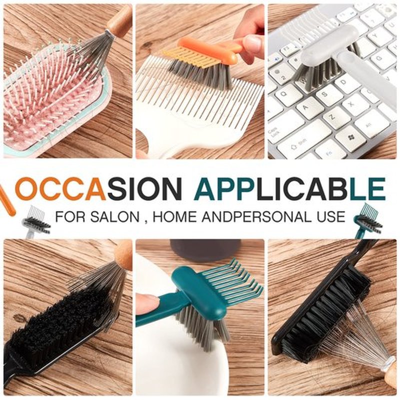 Suclain 5 Pcs Hairbrush Cleaner Tool Comb Set Mini Hairbrush Dirt Remover with Metal Wire Rake 2 in 1 Comb Cleaner for Removing Hair Dust Home and Salon Use