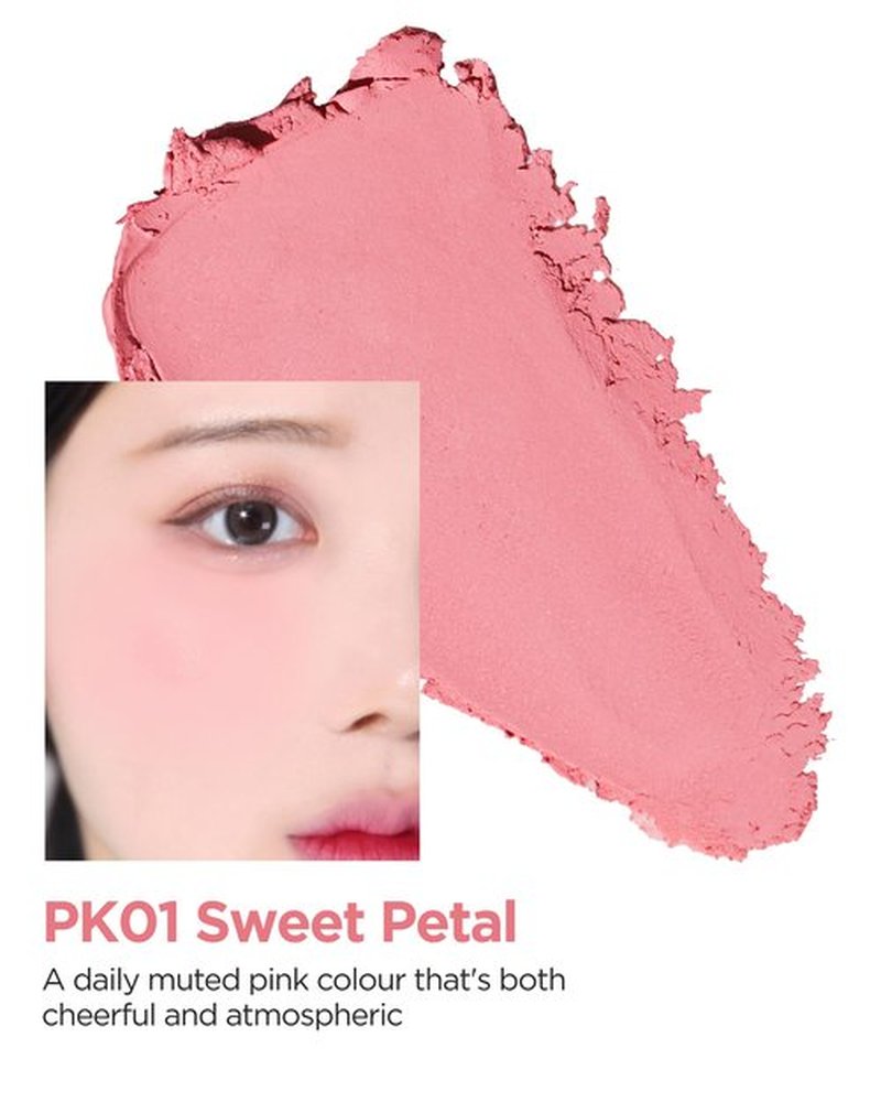 THESAEM Jelly Blusher - PK01 Sweet Petal Daily Muted Pink - Korean Watercolor Blush Cushion Velvet Finish - Long-Lasting Vibrant Cheek Color with Smooth Blending Formula, 0.21oz