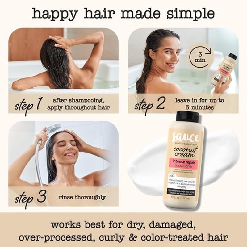 Sauce Beauty Coconut Cream Conditioner - Intense Repair for Dry, Damaged Hair | 10 Fl Oz, Paraben & Sulfate-Free