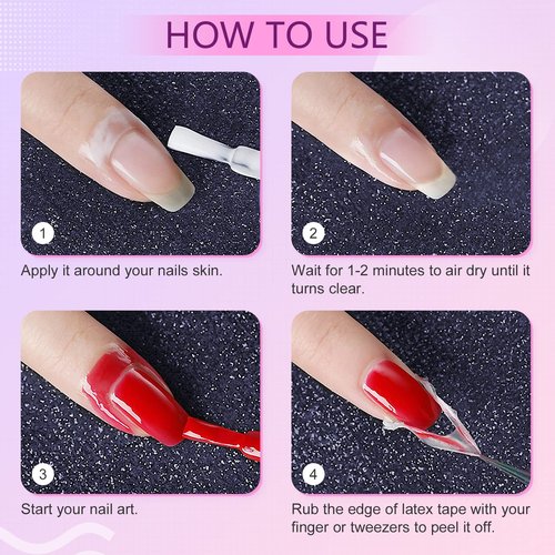 SAVILAND 2PCS Nail Latex Peel Off With Tweezer, 30ML Polish Barrier - Easy to Use Tape for Cuticle Protection, Nail Painting Art Tools Supplies