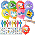 72 PCS Shark Party Favors – 48 Pre-Cut Temporary Tattoos & 24 Shark Punch Balloons Themed Birthday Party Decorations Supplies Favors Gifts Goodie Bag Fillers Classroom Rewards for Boys Girls