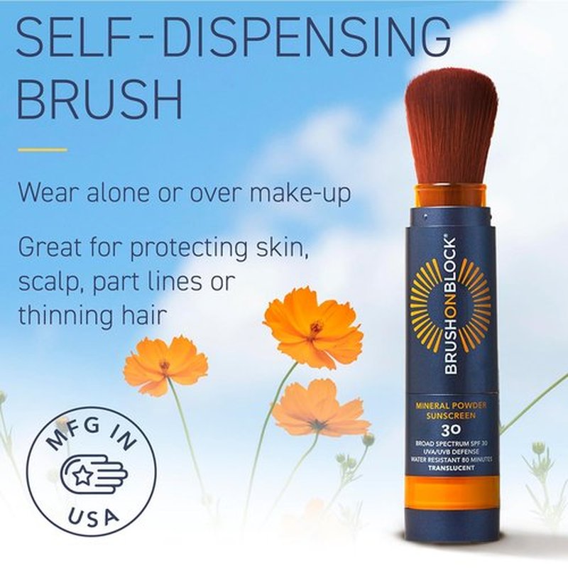 Brush On Block SPF 30 Mineral Powder Sunscreen - New Formula with Niacinamide & Vitamin C | Water Resistant, Translucent for All Skin Types