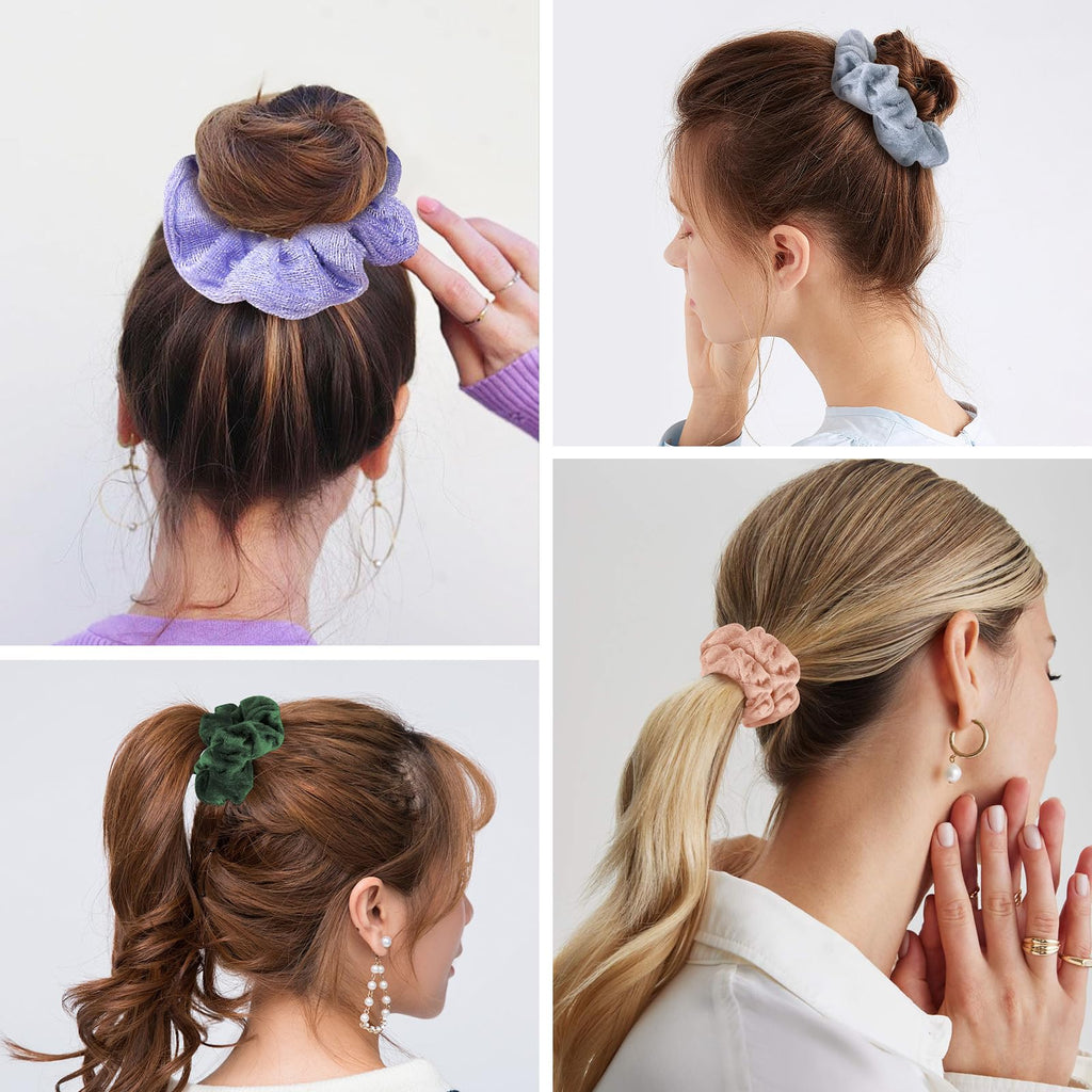 Velvet Scrunchies for Women - 75 Pcs Hair Scrunchies for Girls - No Damage Hair Ties for Thick Thin Hair - Soft Ponytail Holders Bulk Gift for Women