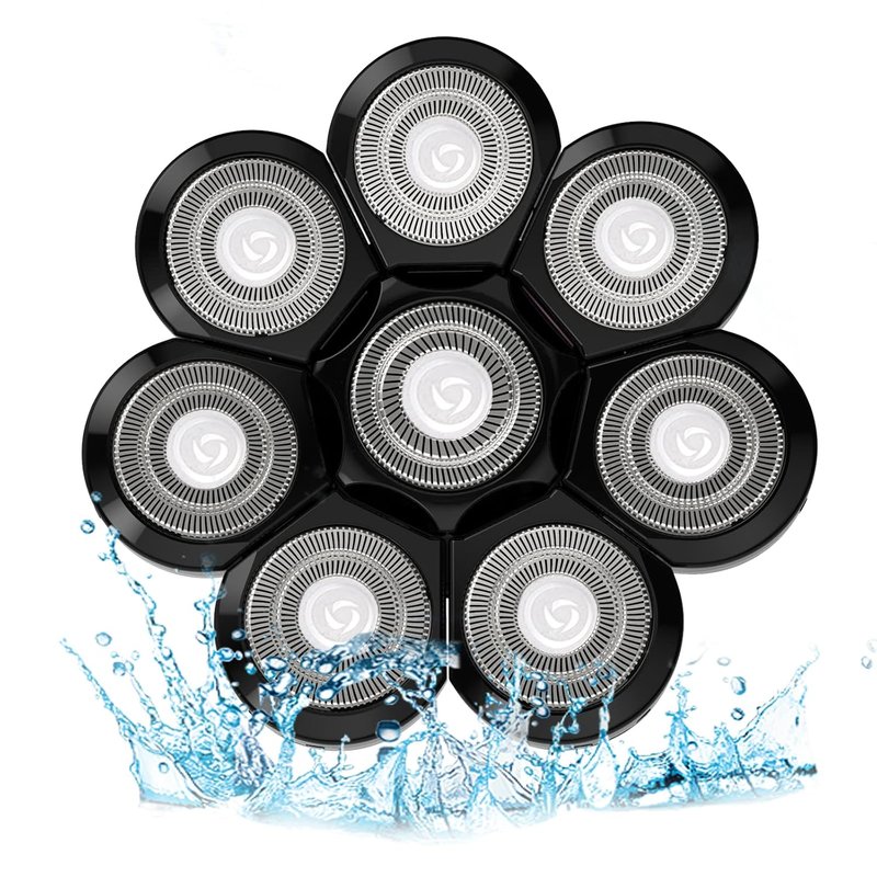 8D Electric Shaver Replacement Heads - Universal Stainless Steel Rotary Blades for Bald Head Razor | 8 Black Blades