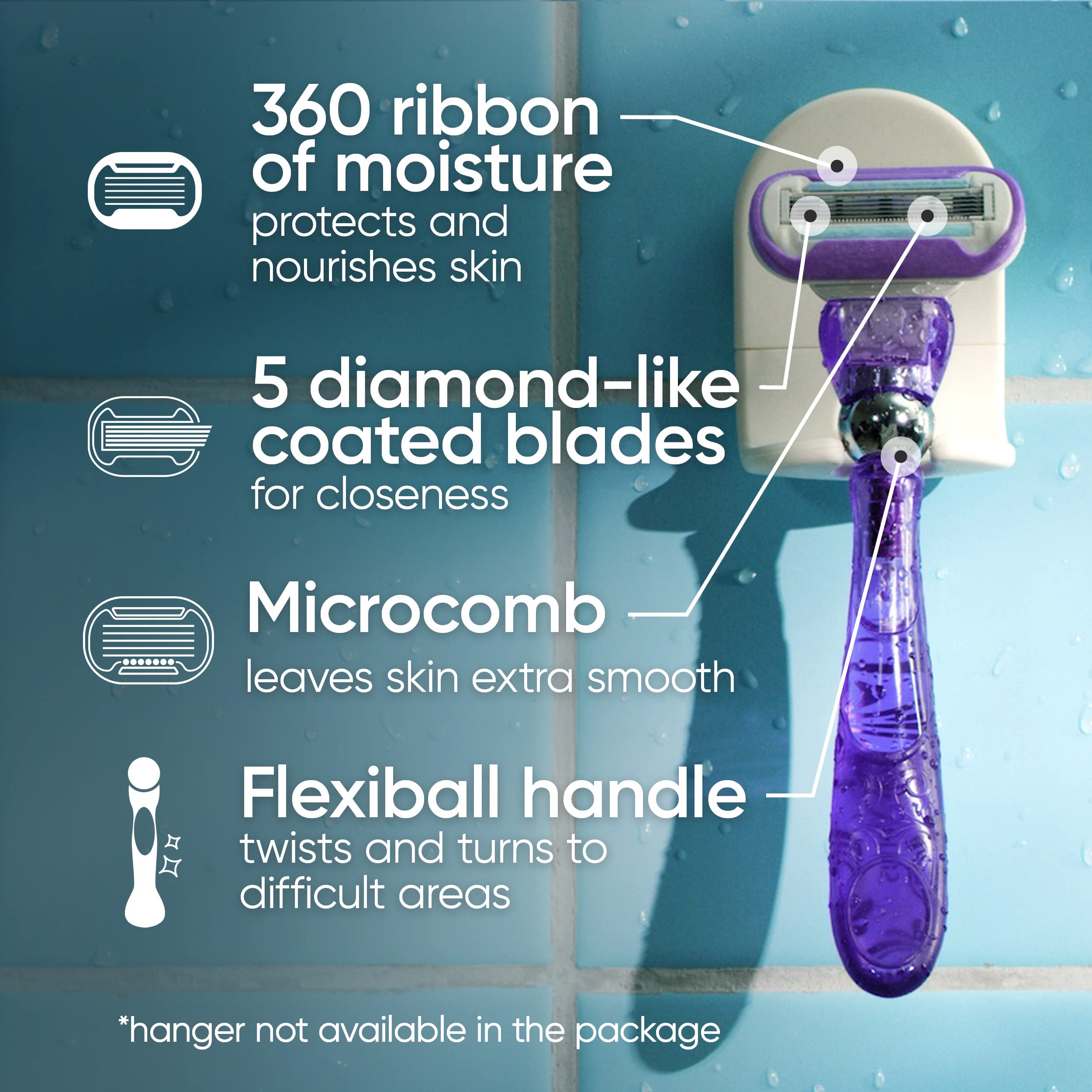 Gillette Venus Deluxe Smooth Swirl Women's Razor Handle + 2 Blade Refills (Pack of 2)
