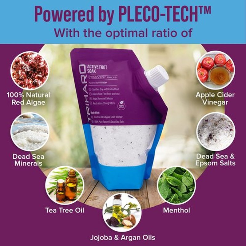 Active Foot Soak Salts – Epsom Salt with Tea Tree & Menthol, Pedicure Soak for Dry, Cracked Feet – Detox Soaking Salts for Relaxing Spa Treatment