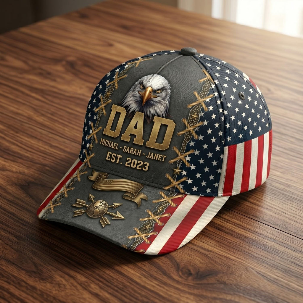 Famitrendz Personalized Patriotic Dad Baseball Cap, Custom Dad Hats for Men, Fathers Day Hats for Daddy Papa, Patriotic Grandpa Hat, Dads Gift from Son Daughter for Fathers Day, Christmas 1