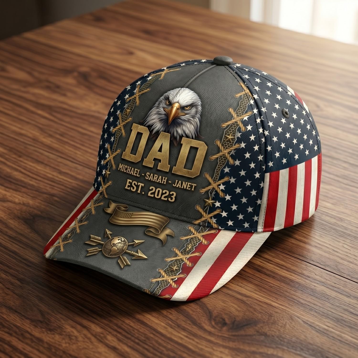 Famitrendz Personalized Patriotic Dad Baseball Cap, Custom Dad Hats for Men, Fathers Day Hats for Daddy Papa, Patriotic Grandpa Hat, Dads Gift from Son Daughter for Fathers Day, Christmas 1
