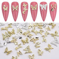 60pcs Metal Alloy Gold Silver 3D Butterfly Nail Charms Mix Big Small Designs for Women Nails Decoration Craft Jewelry DIY Bulk Supply