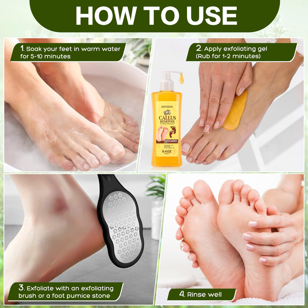 XIWEIOO Foot Callus Remover Gel Kit Heel Exfoliator Dead Skin Remover Pedicure Foot Spa Products Set Home Pedicure Foot Care Spa Supplies for Rough, Dry, Cracked Skin Cracked Heel, Professional