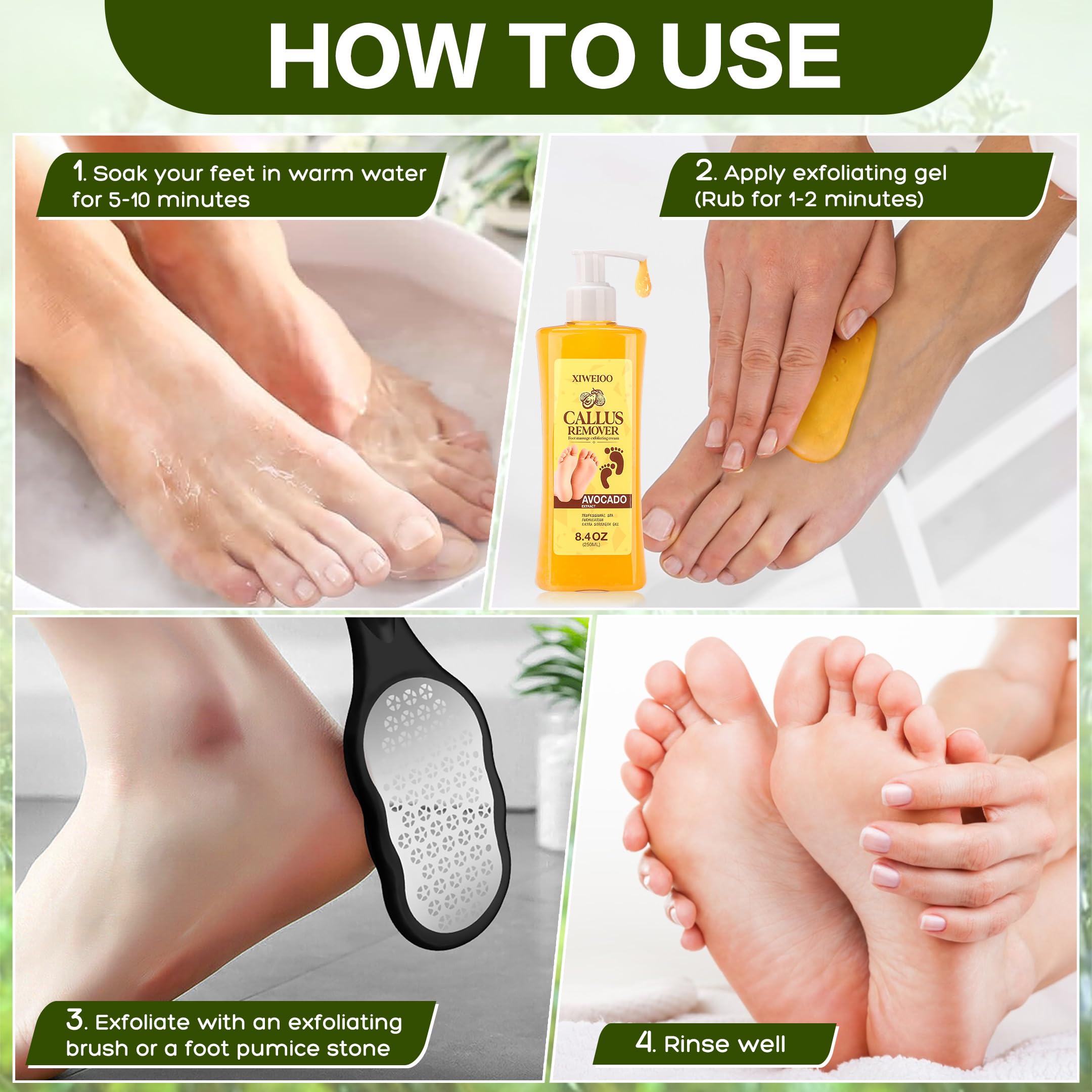 XIWEIOO Foot Callus Remover Gel Kit Heel Exfoliator Dead Skin Remover Pedicure Foot Spa Products Set Home Pedicure Foot Care Spa Supplies for Rough, Dry, Cracked Skin Cracked Heel, Professional