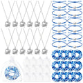 Equsion 12 Set Cheerleader Gifts Bulk Include Cheer Necklace, Cheerleading Adjustable Bracelet, Hair Ties and Organza Bag 12 each, Cheer Accessories for Team Women Teammates(Blue)