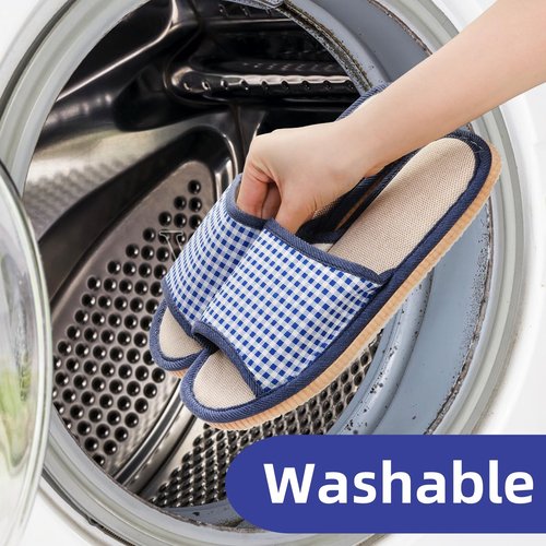 Eorbow 10 Pairs Washable House Slippers for Guests, Disposable Indoor Slipper with Thick Sole, Non Slip Open Toe Slipper, Spa Slipper Bulk for Home, Hotel, Bedroom, Travel, Unisex Universal Size