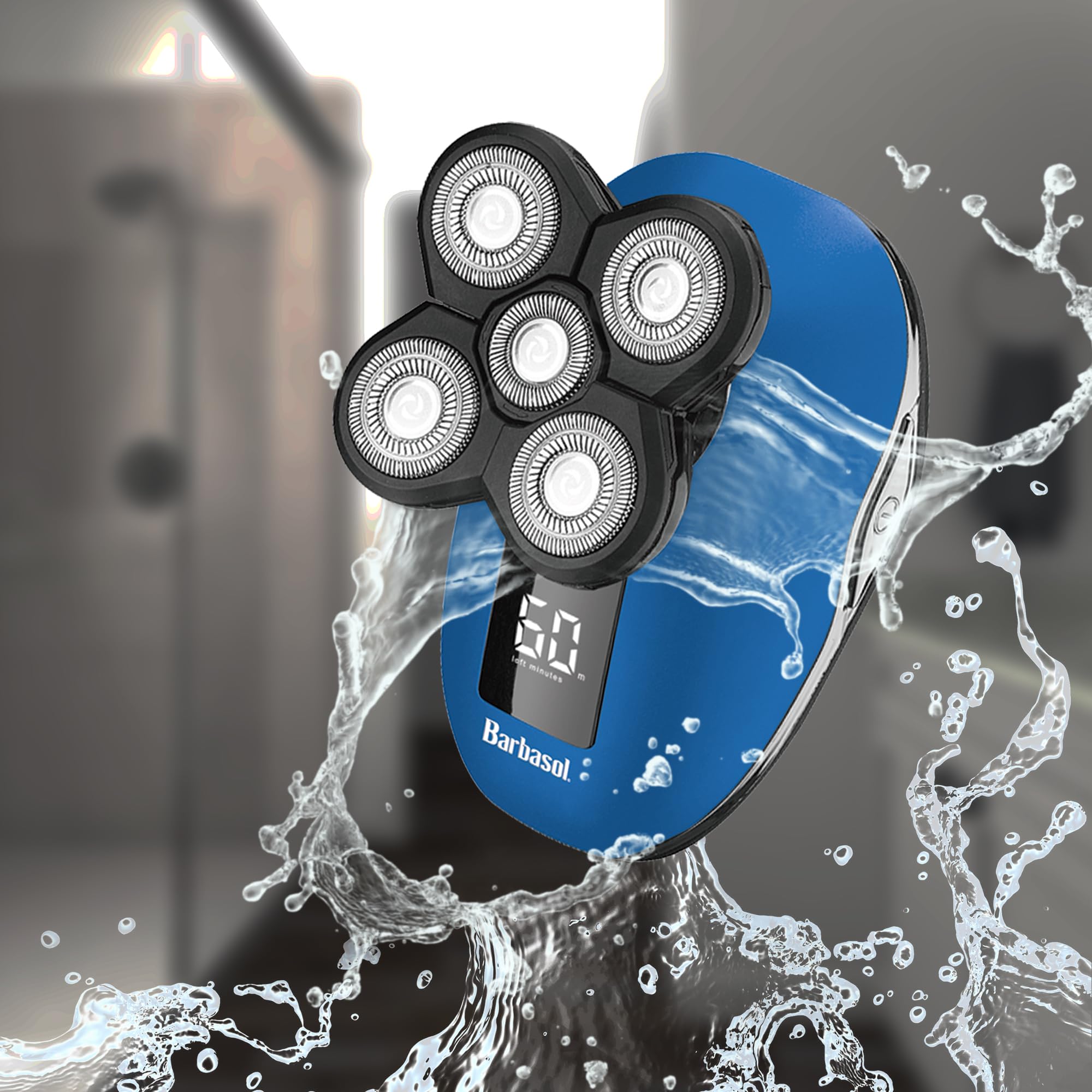 Signature Series Rechargeable Wet and Dry Rotary Head Shaver with Stainless Steel Blades, Cleansing/Buffing Brush and LCD Screen